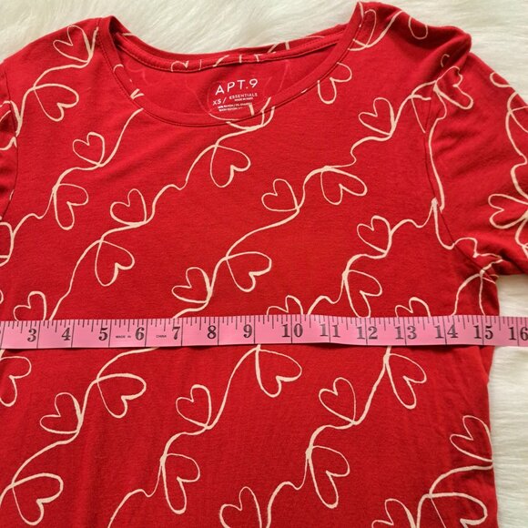 Apt 9 Soft Rayon Heart Print Short Sleeve Top Size XS - Picture 5 of 6